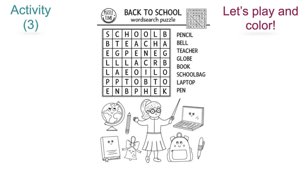 ⁦أَنشطة العودة إلى المدرَسة (Back to school) Activity⁩ - الصورة ⁦3⁩
