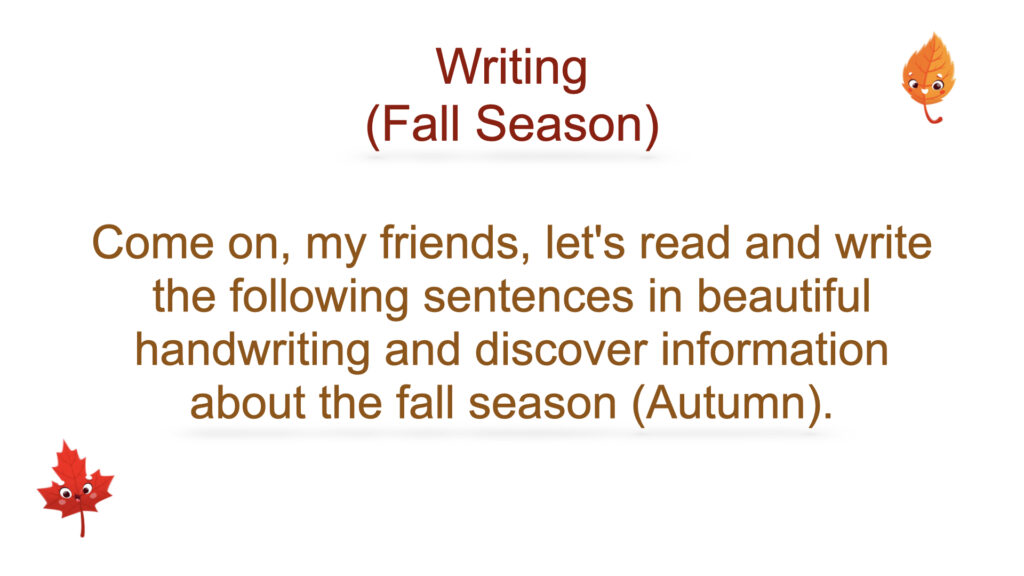 ⁦Writing (Sentences about Autumn)⁩ - الصورة ⁦2⁩